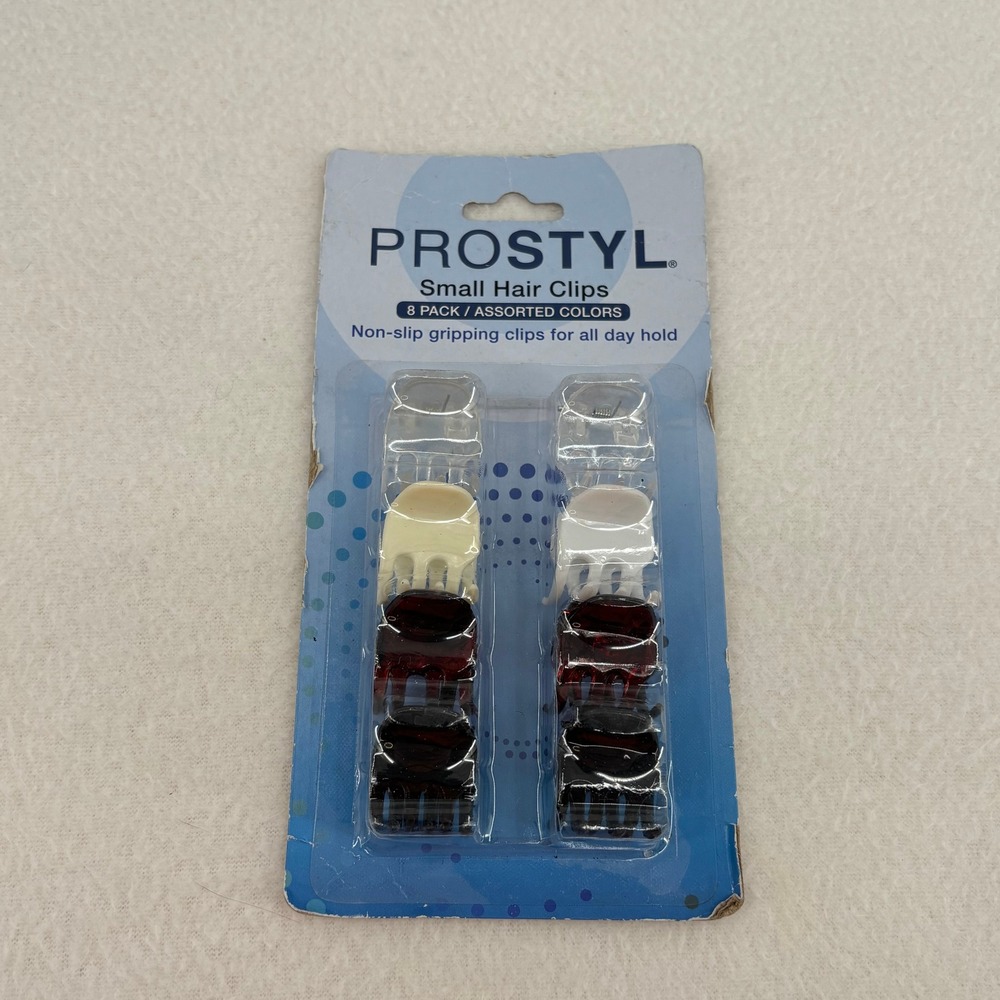 Prostyl Small Hair Clips 8 Pack Assorted Colors Non-Slip All Day Hold Claw Clips